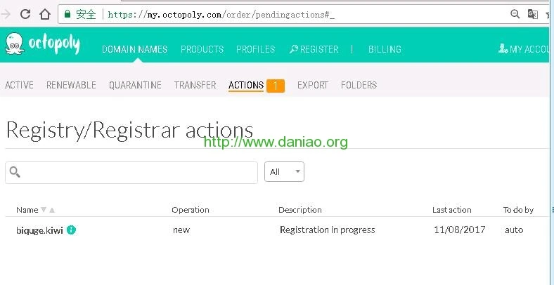 RegistryRegistrar actions