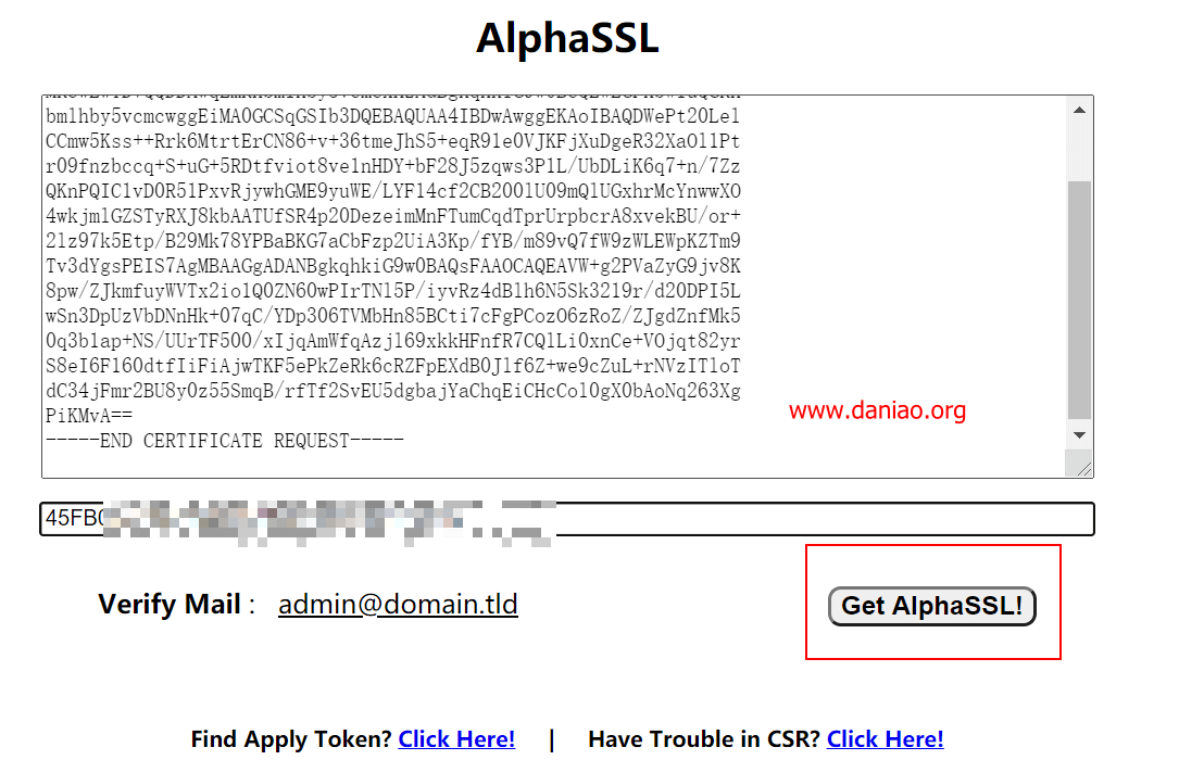 申请一年期限的AlphaSSL泛域名证书 – 附宝塔面板如何安装第三方证书