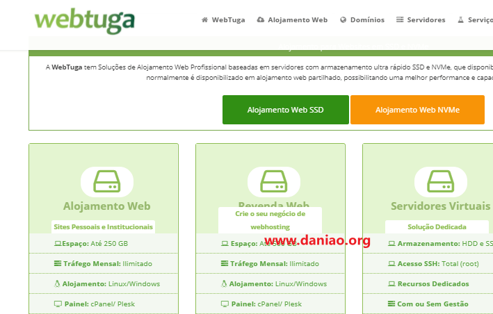 webtuga，葡萄牙VPS，15€/mo，不限流量，1核/2G内存/50GBSSD/1G带宽