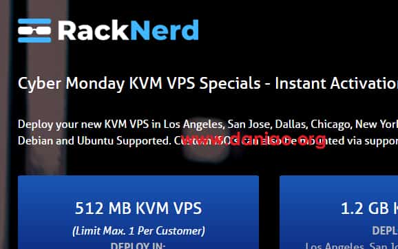 #Cyber Monday#RackNerd，$8.49 /年(1C/512M内存)，可选洛杉矶, 圣何塞, 达拉斯, 芝加哥, 纽约, 西雅图