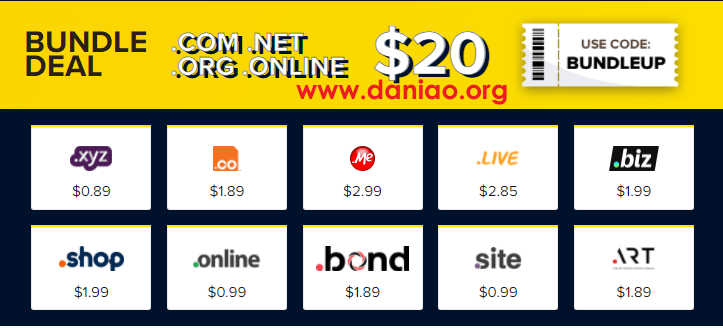 #黑五#dynadot，首年20美元打包注册COM+NET+ORG+ONLINE