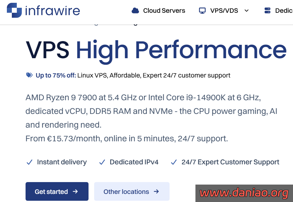 Infrawire :Linux / Windows / 高性能VPS,$5.03/月起,20+机房不限流量/1G-10Gbps带宽-大鸟笔记